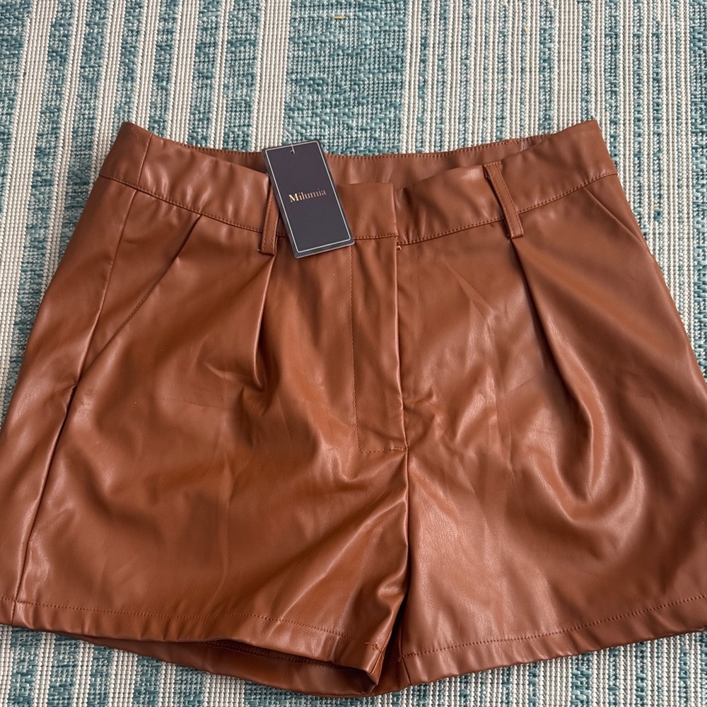 Milumia Faux Brown Leather Shorts